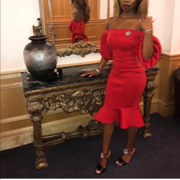 ASOS Dresses & Skirts - Red Fashion mermaid scuba  cocktail pephem dress